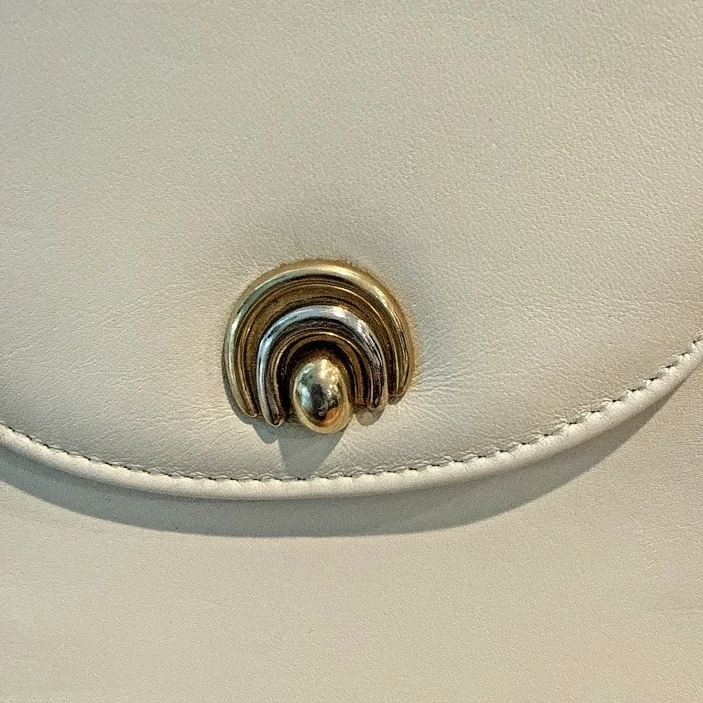 Vtg Jennifer Moore Ivory Structured Top Handle Handbag Y2K Coquette Preppy Lux